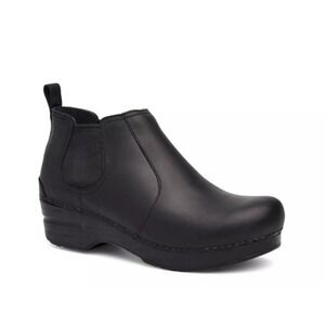 Dansko Frankie Chelsea Boot Black Leather Ankle Clog Bootie Womens Size 40